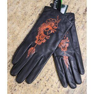 New! Women Size XL Black Leather Lined 10" Gloves Henna Tattoo Fairy Whimsigoth